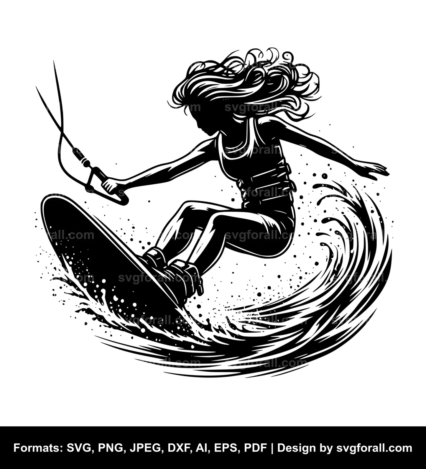 Girl Wakeboarding Vector SVG