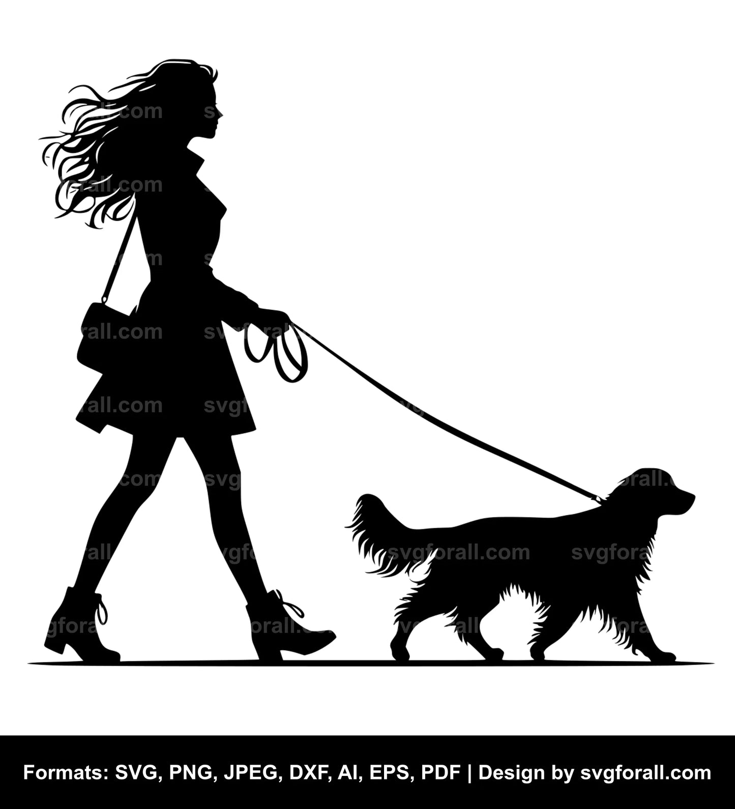 Girl Walking Dog SVG