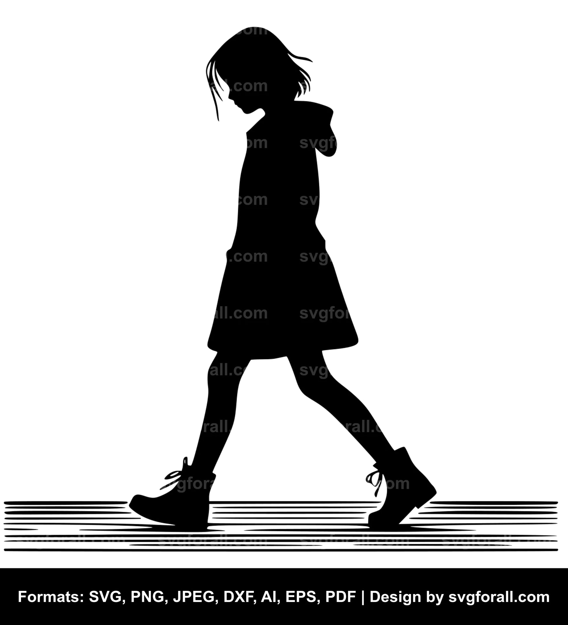 Girl Walking SVG PNG