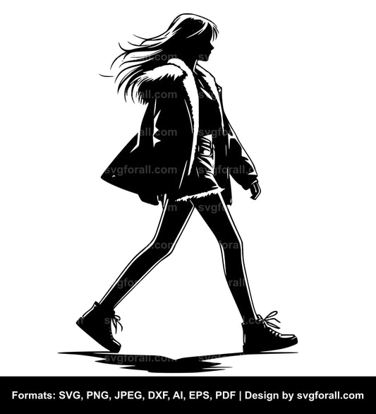 Girl Walking Vector SVG