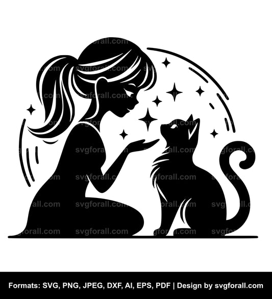 Girl With Cat SVG Download