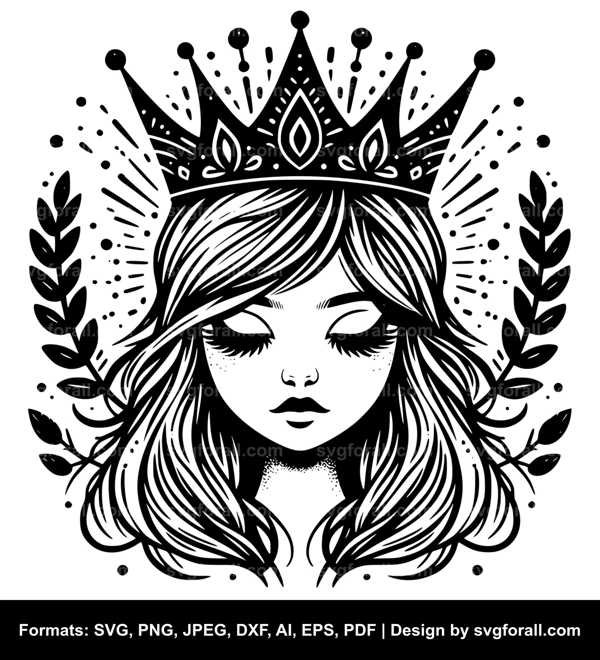 Girl With Crown SVG File