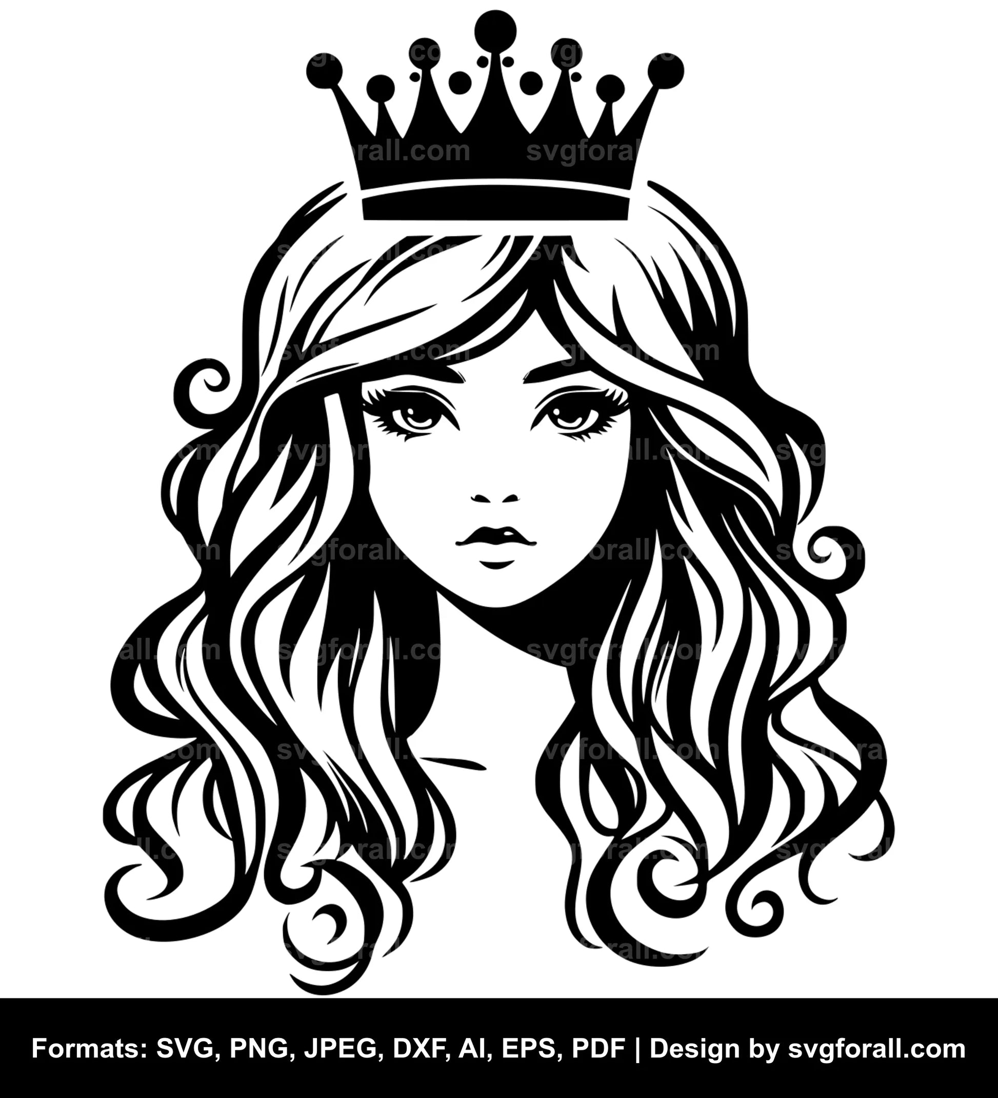 Girl With Crown SVG PNG