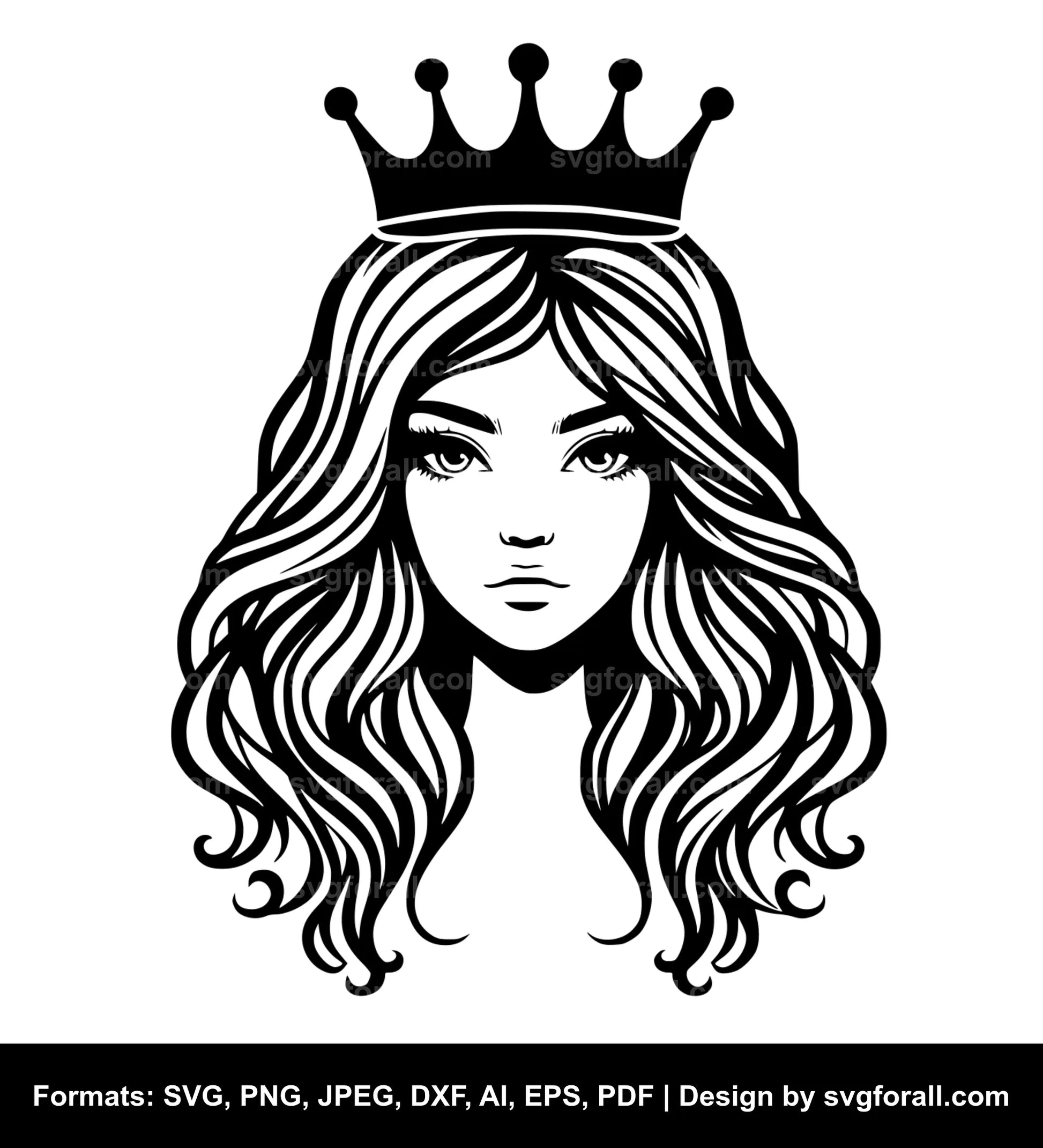 Girl With Crown SVG Vector