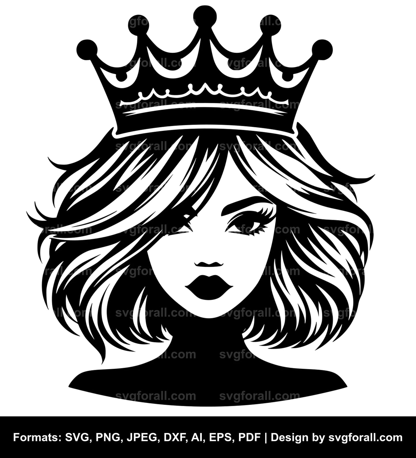 Girl With Crown Vector SVG