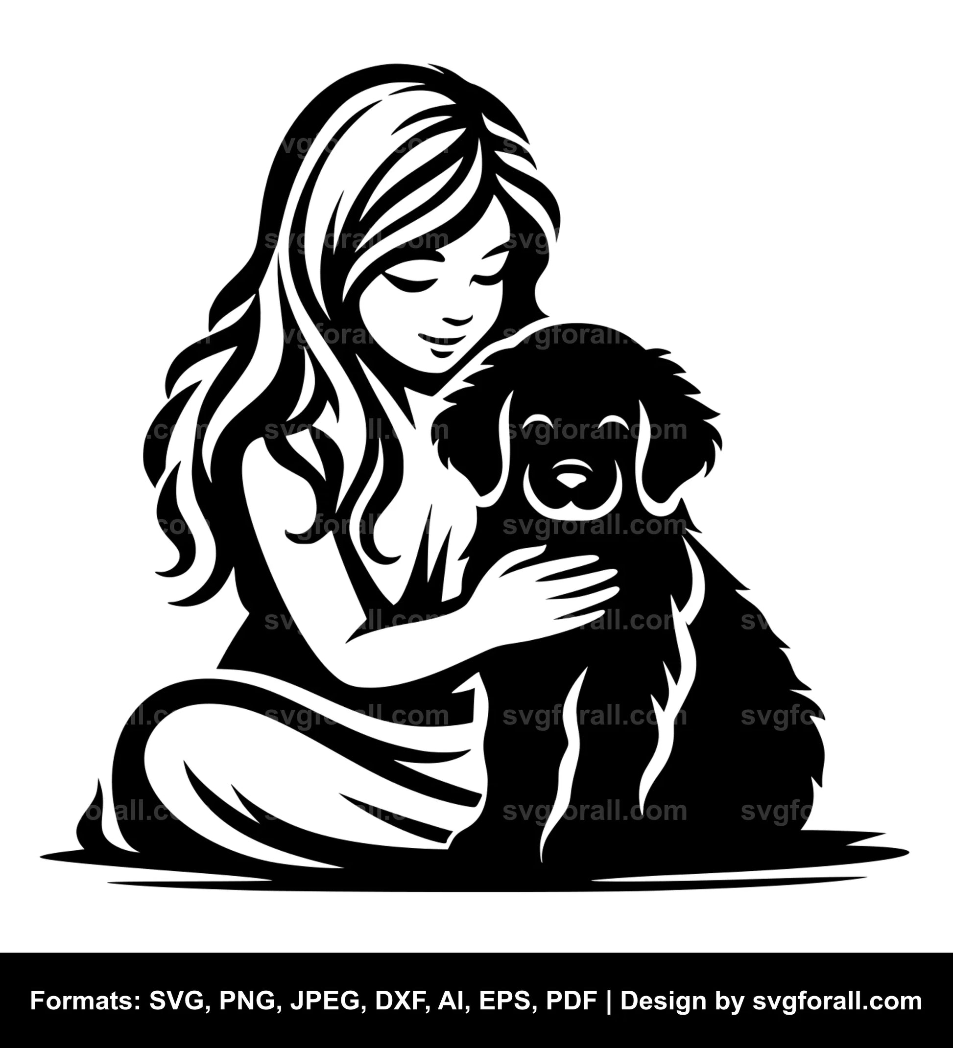 Girl With Dog SVG