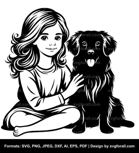 Girl With Dog SVG File