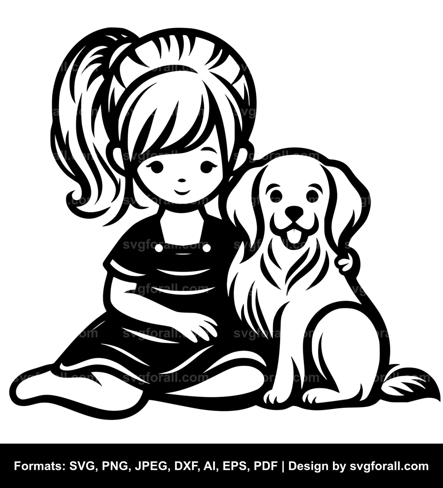 Girl With Dog SVG PNG