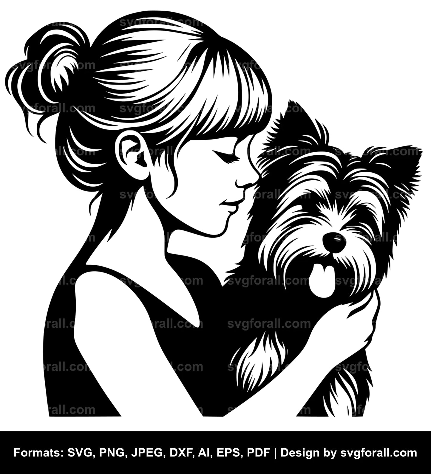 Girl With Dog SVG Vector