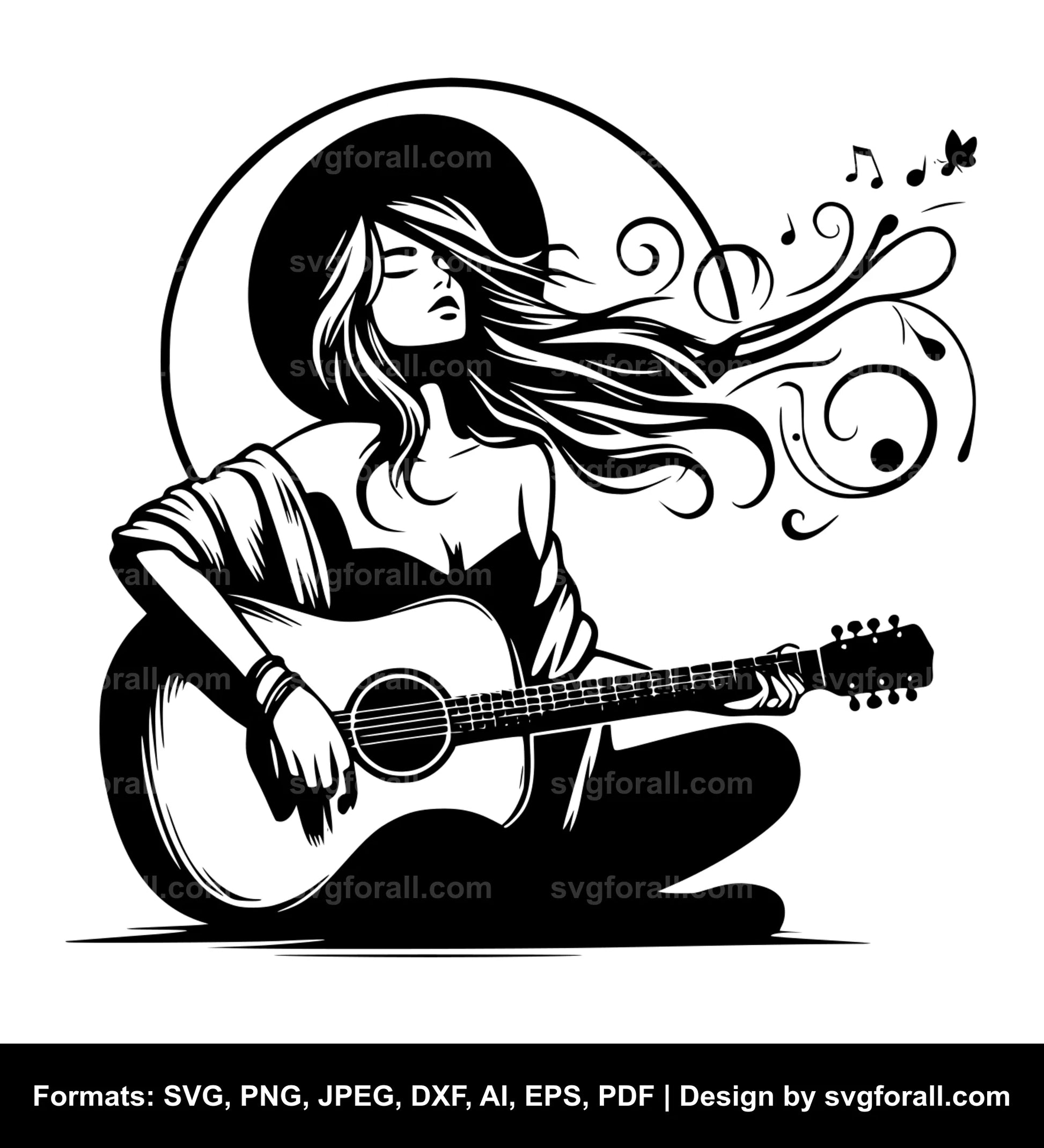 Girl With Guitar Cricut SVG