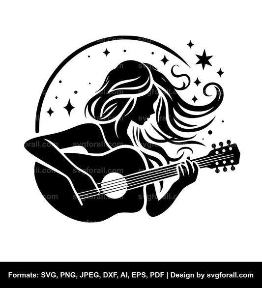 Girl With Guitar SVG