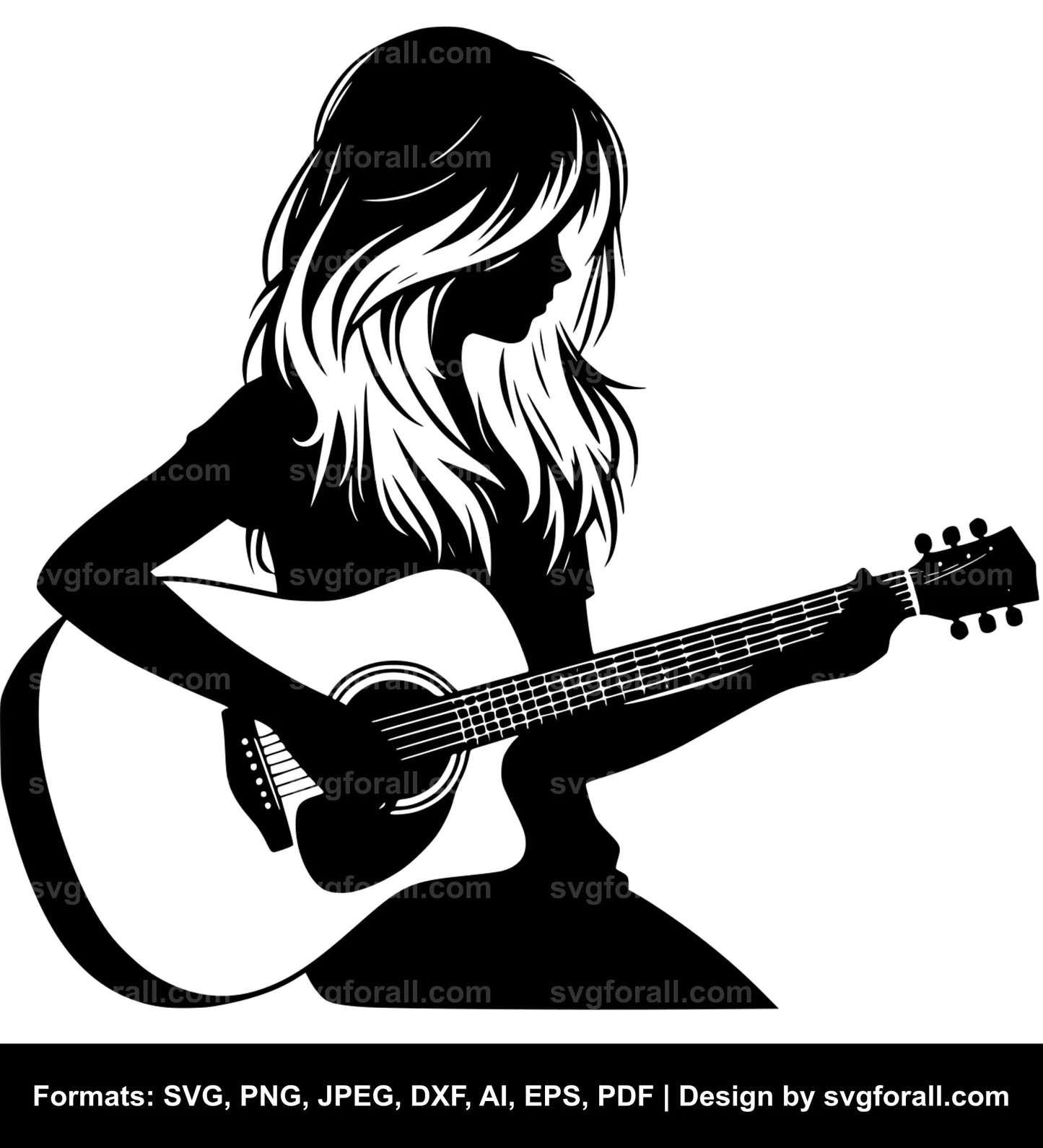 Girl With Guitar SVG Vector