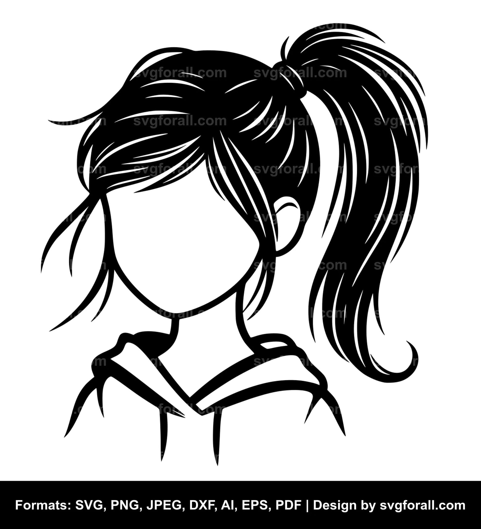 Girl With Ponytail Cricut SVG