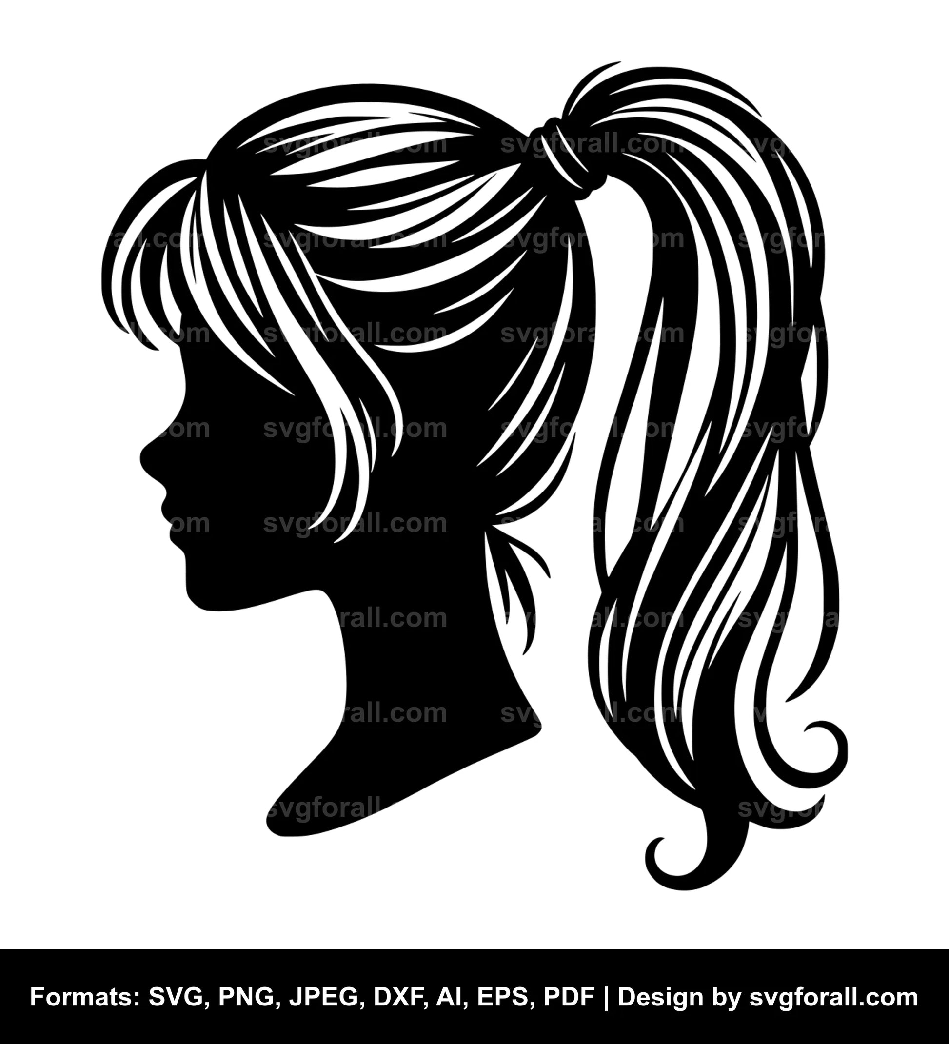 Girl With Ponytail SVG Design