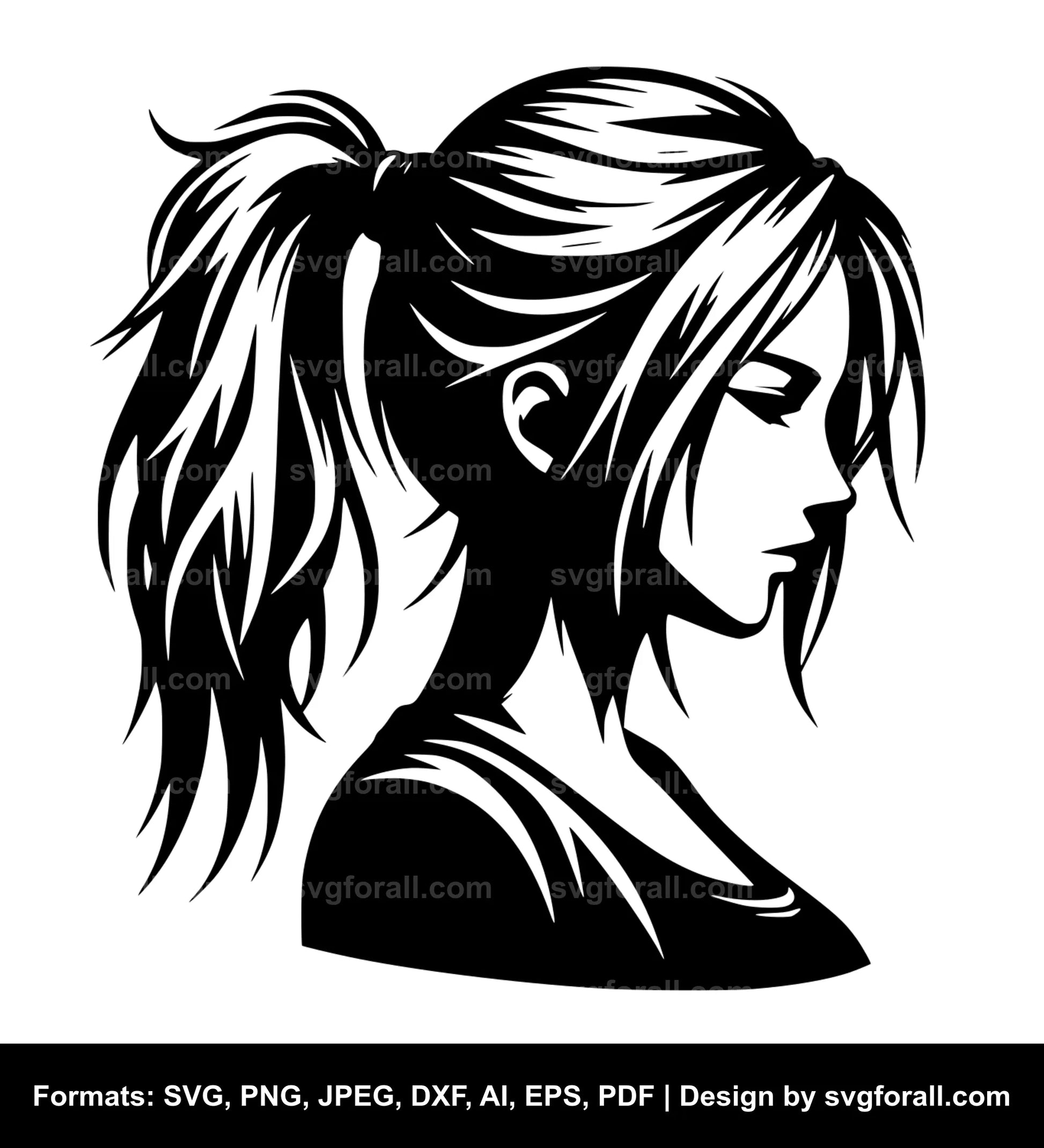 Girl With Ponytail SVG File