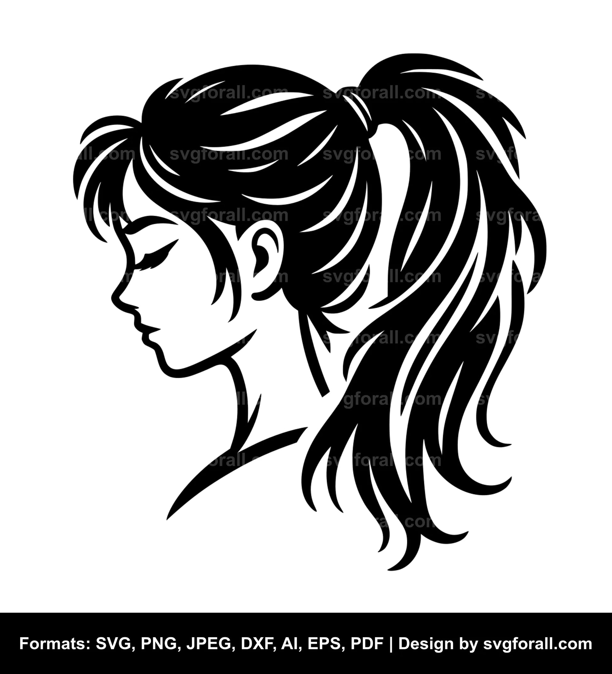 Girl With Ponytail SVG PNG