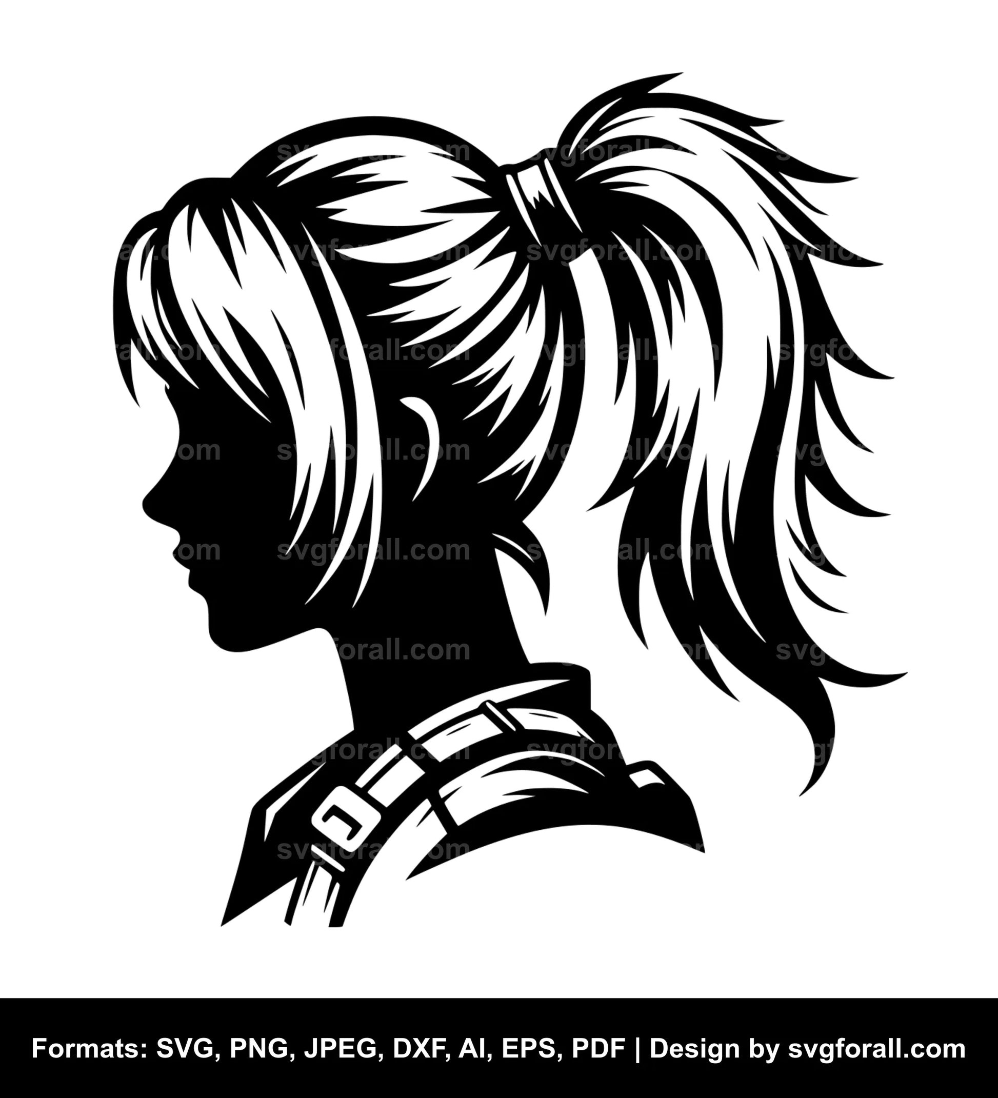 Girl With Ponytail SVG Vector