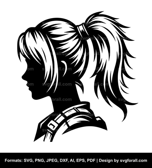 Girl With Ponytail SVG Vector