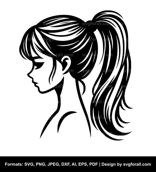 Girl With Ponytail Vector SVG