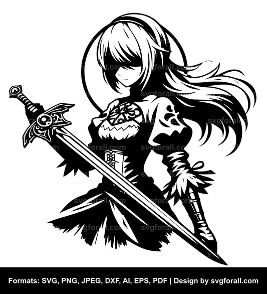 Girl With Sword Vector SVG