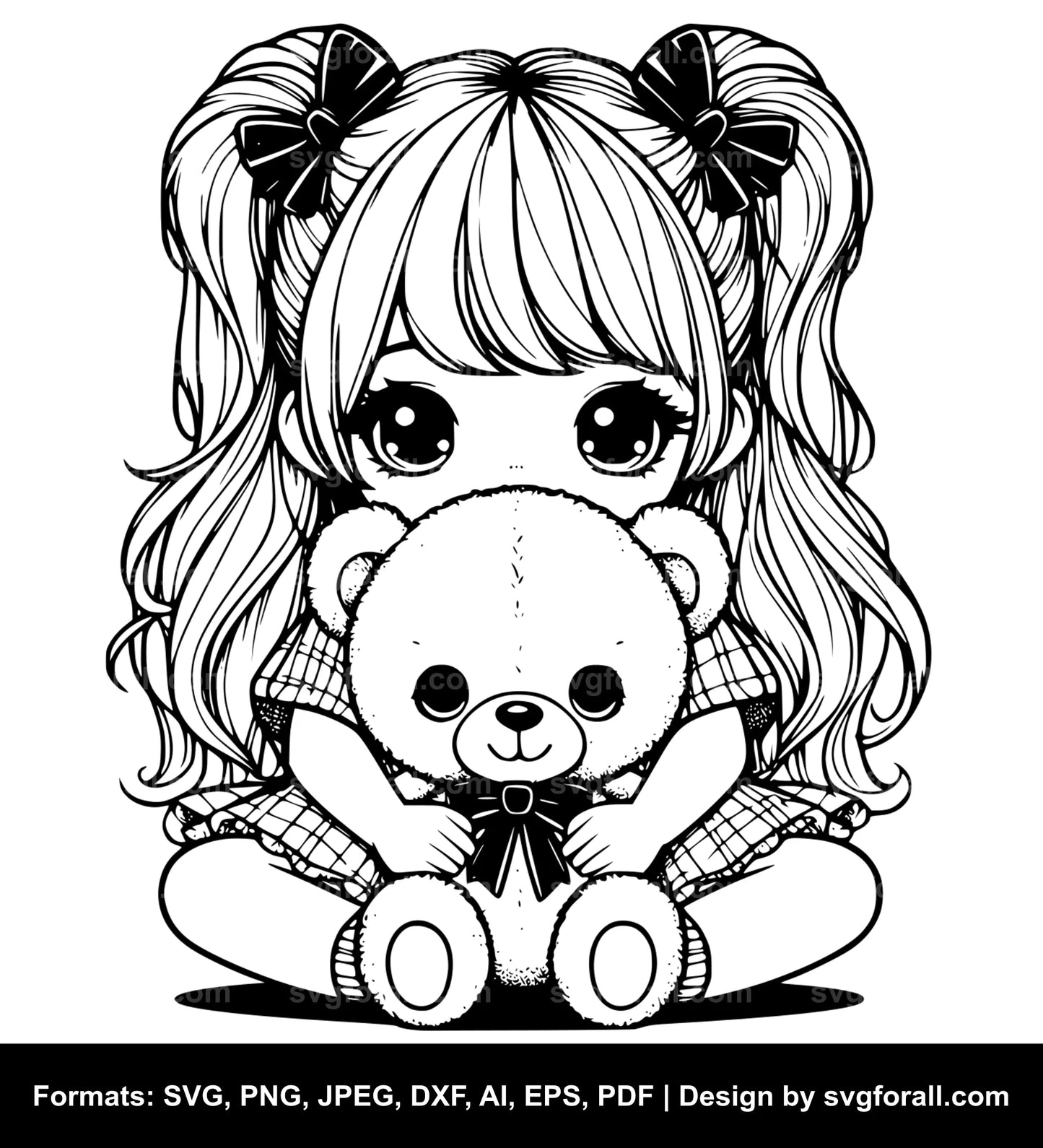 Girl With Teddy Bear Vector SVG