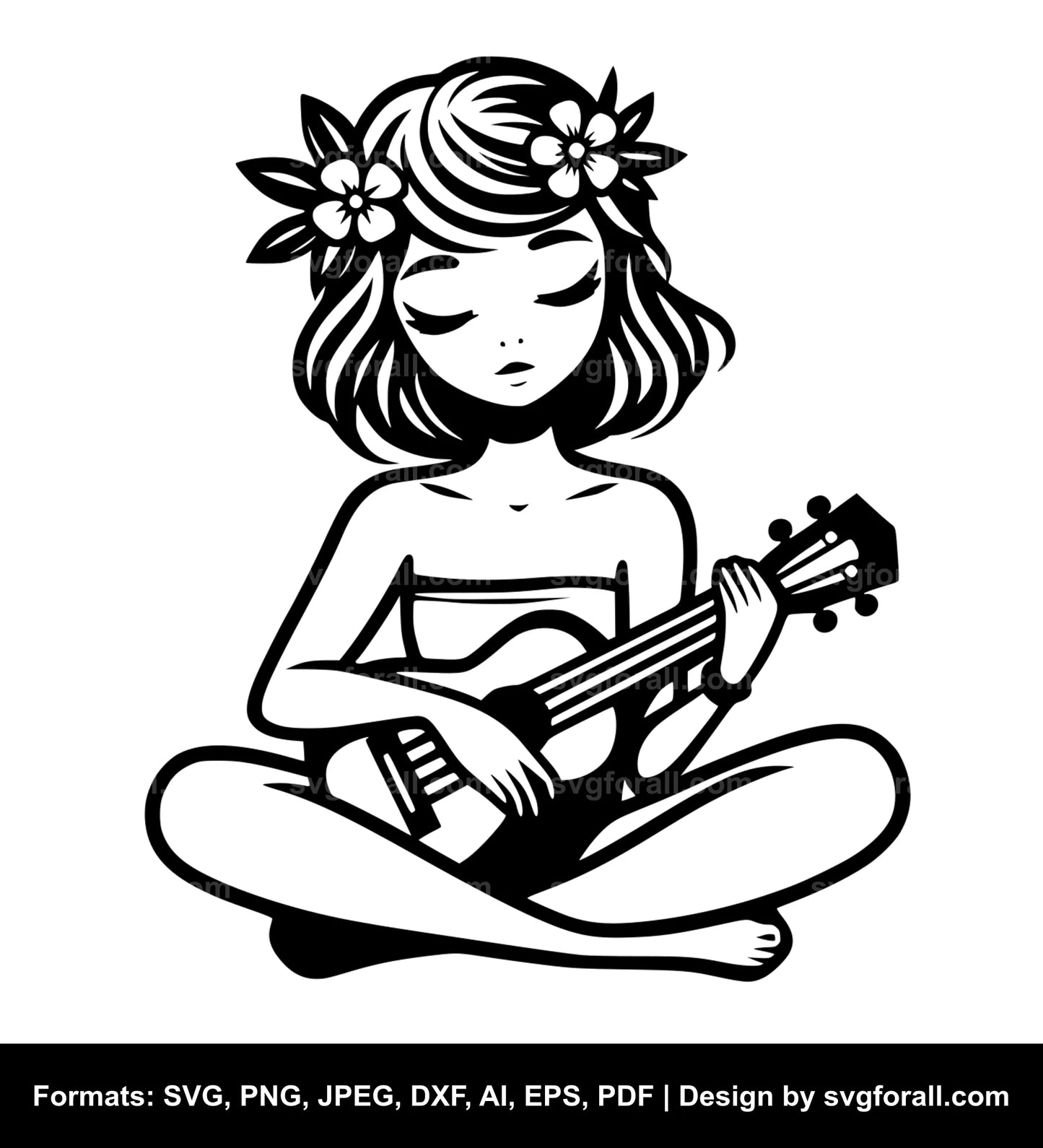 Girl With Ukulele Cricut SVG