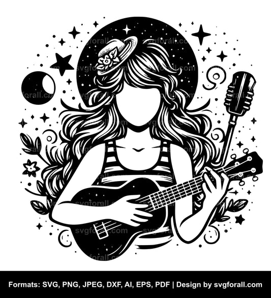 Girl With Ukulele SVG