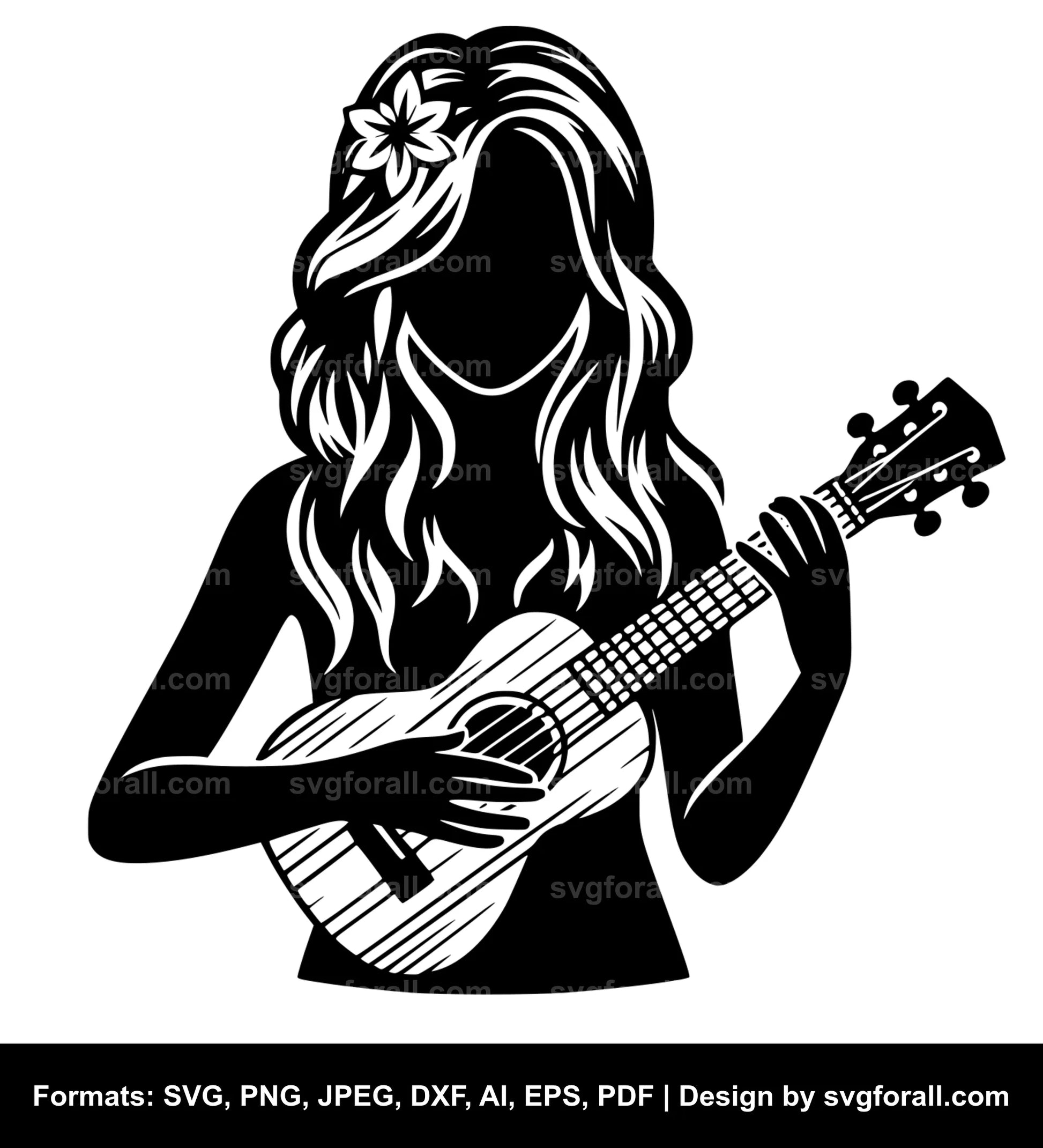 Girl With Ukulele SVG File