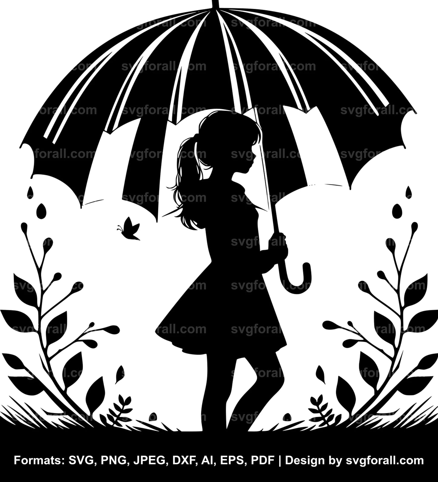 Girl With Umbrella Cricut SVG