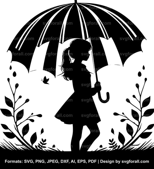 Girl With Umbrella Cricut SVG