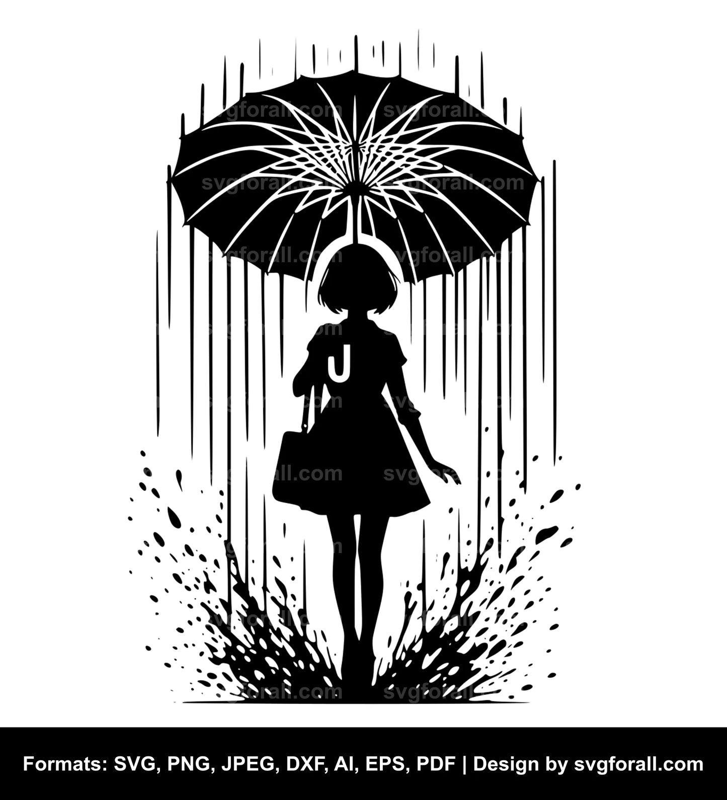 Girl With Umbrella SVG File