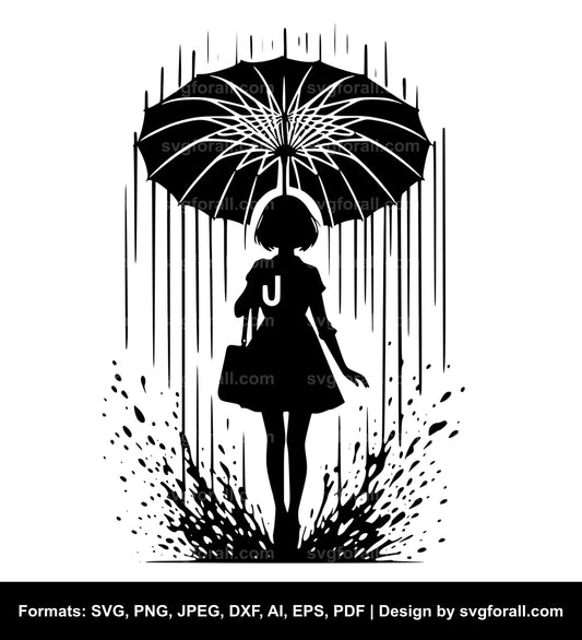 Girl With Umbrella SVG File