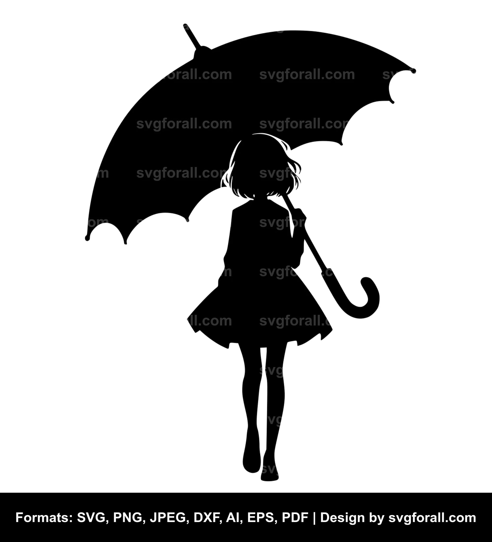 Girl With Umbrella SVG PNG