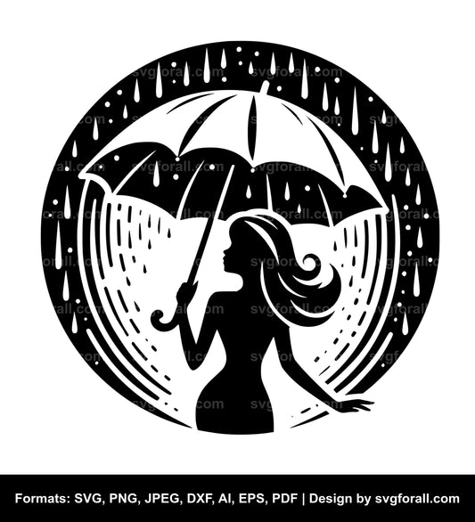 Girl With Umbrella Vector SVG