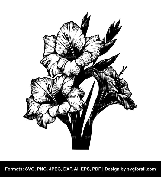 Gladiolus Flower Clipart SVG