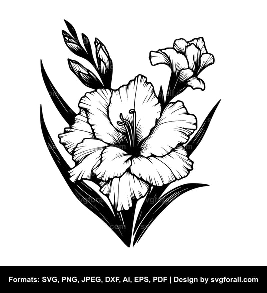 Gladiolus Flower SVG Clipart