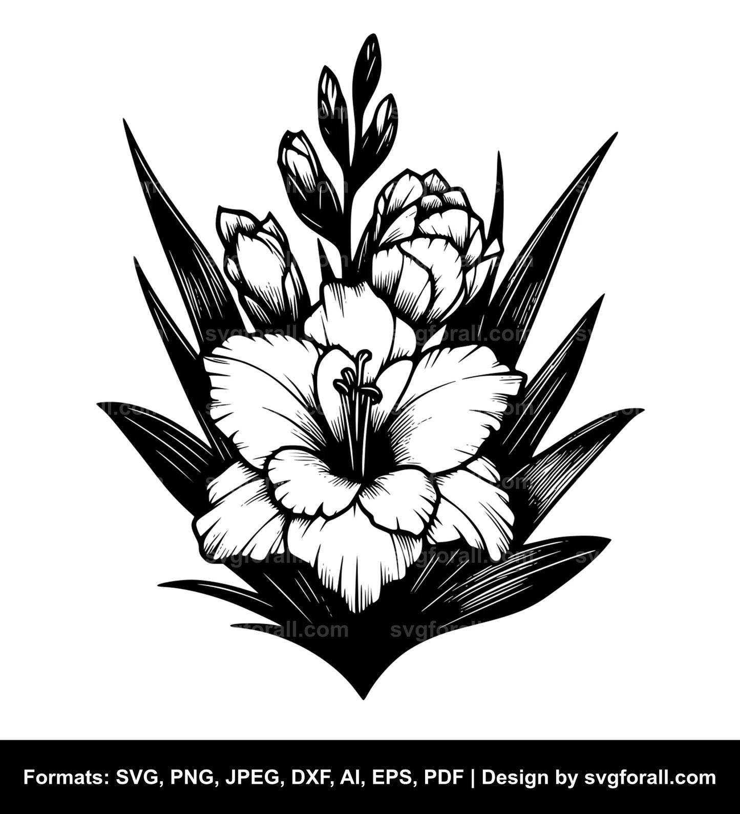 Gladiolus Flower SVG Cut File