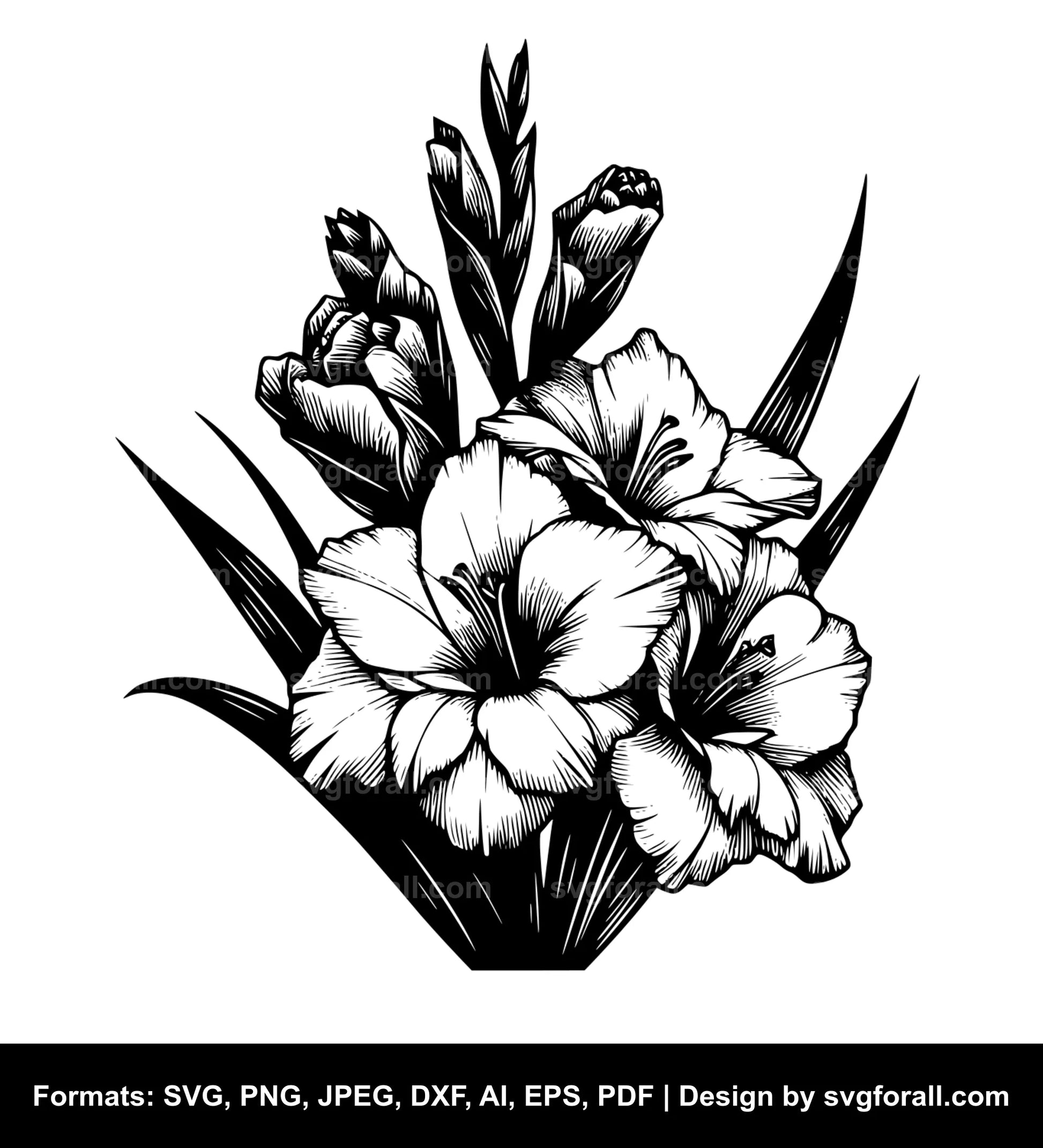 Gladiolus Flower SVG Design