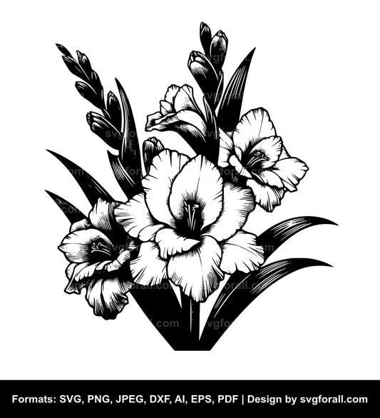 Gladiolus Flower SVG Vector