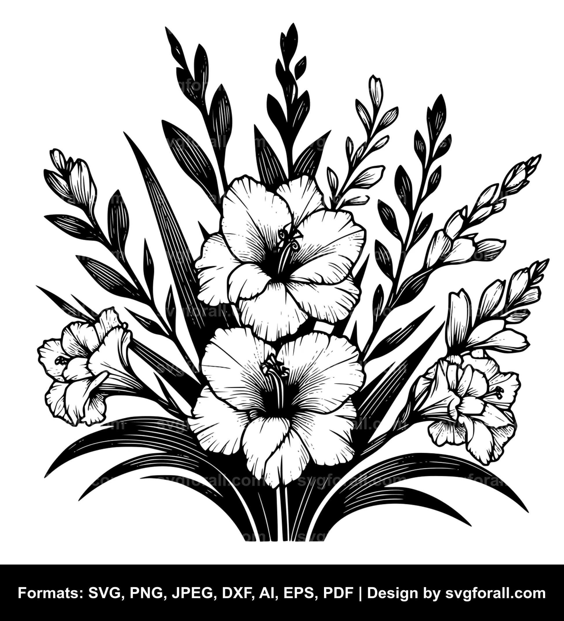 Gladiolus Flower Vector SVG