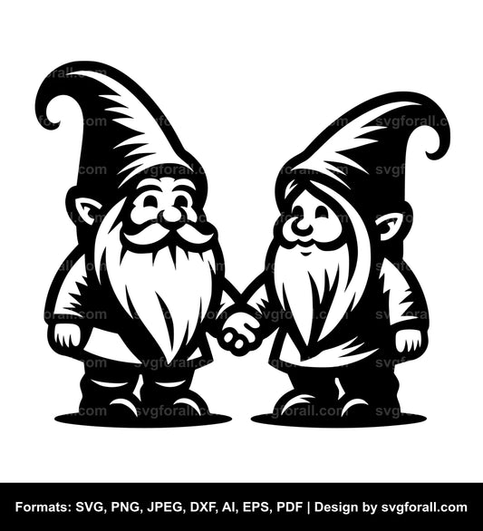 Gnome Couple Black SVG