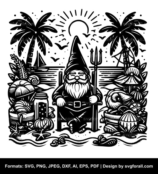 Gnome On Beach SVG File