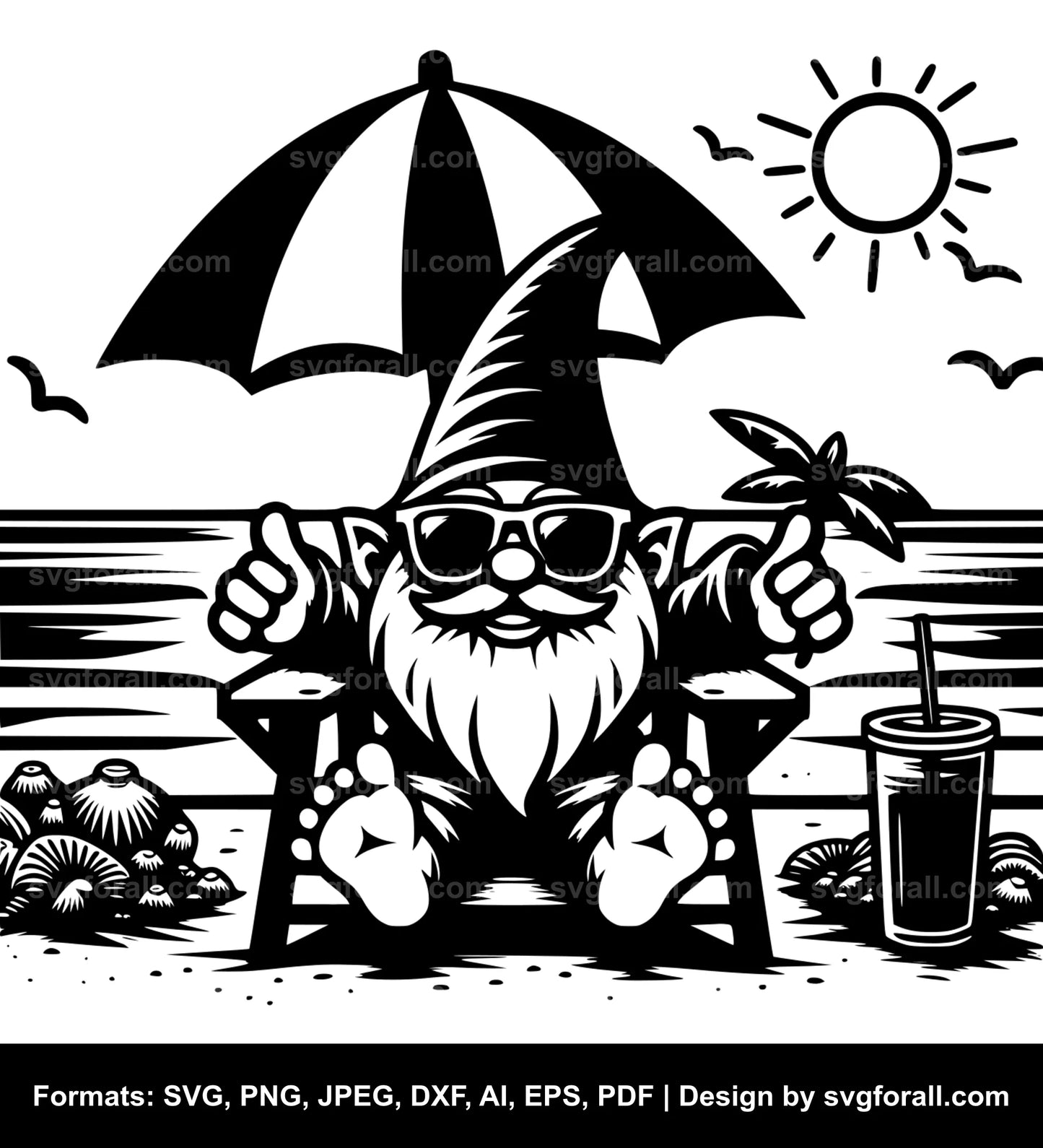 Gnome On Beach Vector SVG