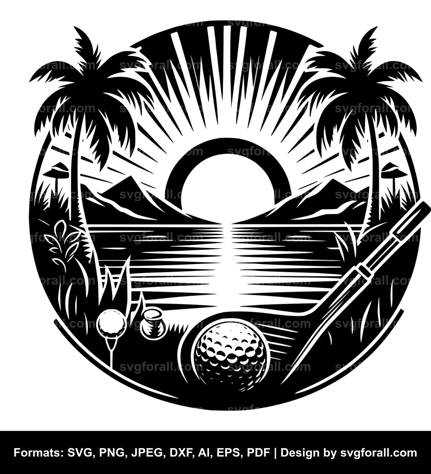 Golf Sunset SVG