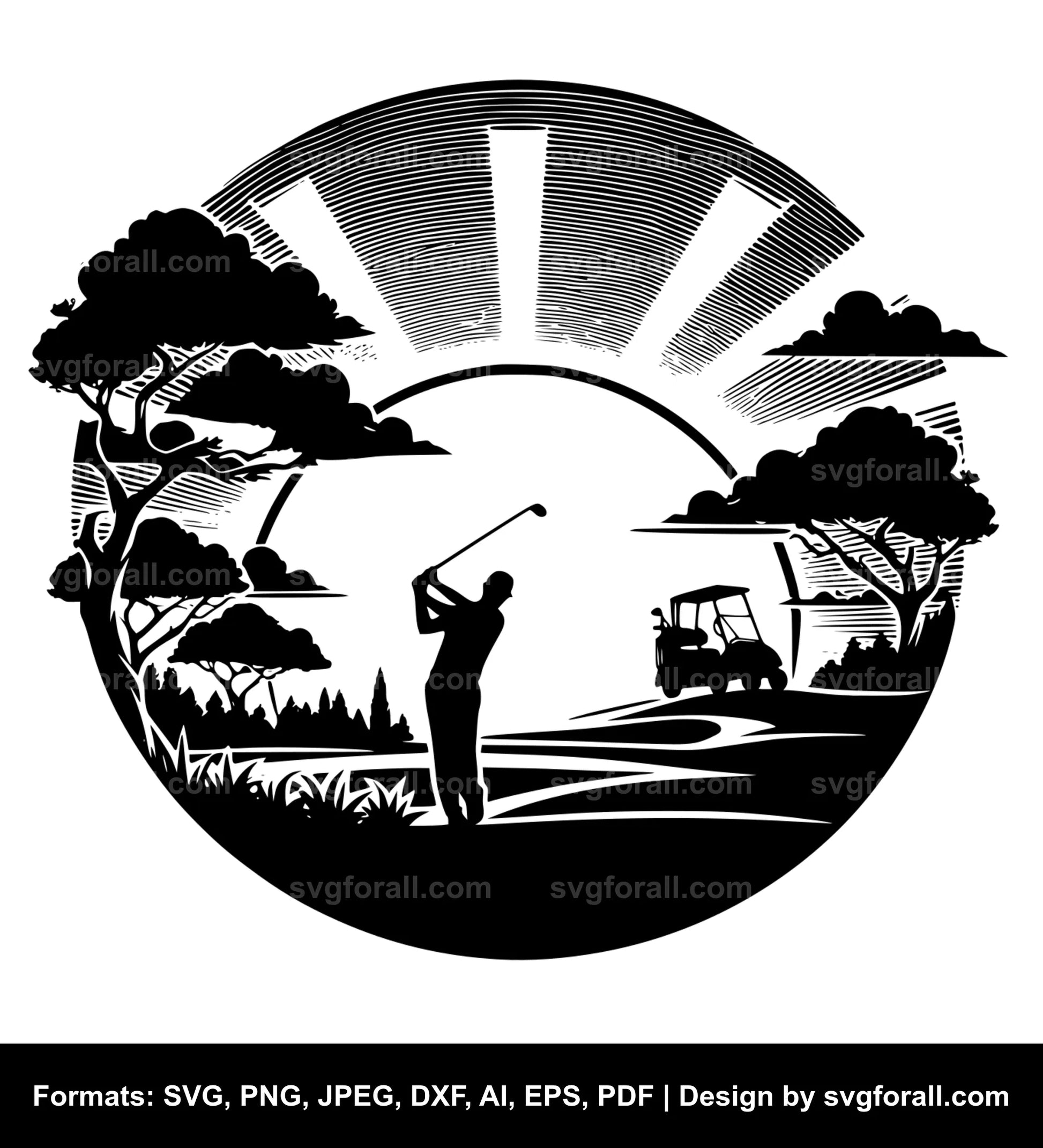 Golf Sunset Vector SVG