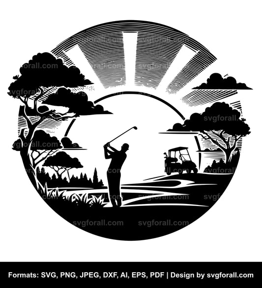 Golf Sunset Vector SVG