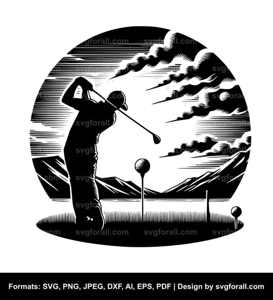 Golf Swing Black SVG