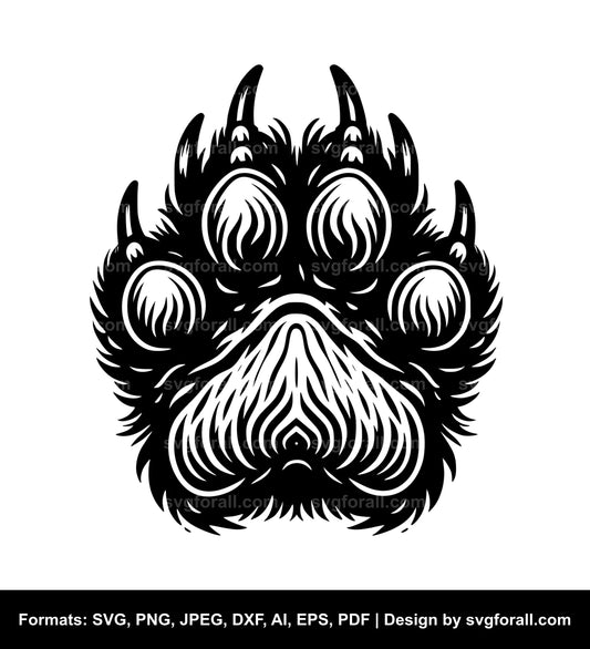 Grizzly Bear Paw Black SVG