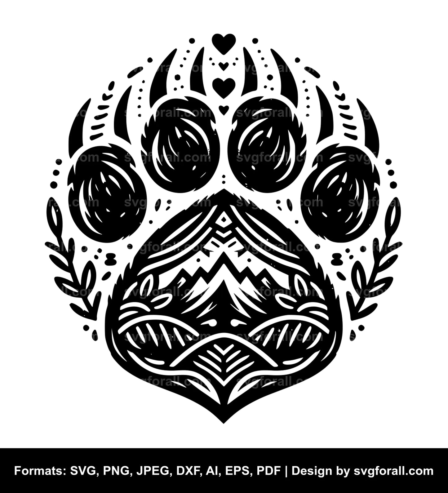 Grizzly Bear Paw SVG Vector