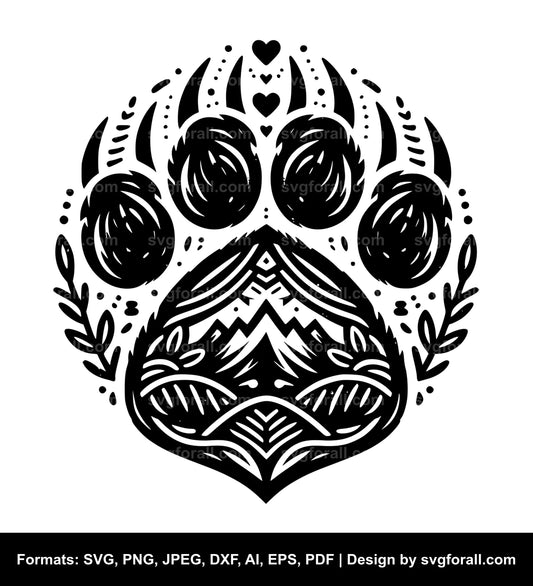 Grizzly Bear Paw SVG Vector